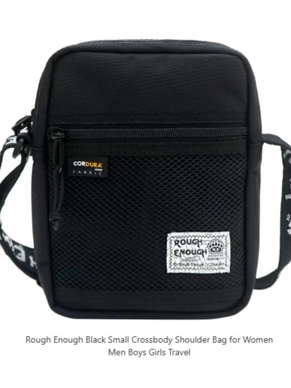 Rough Enough Black Small Crossbody Shoulder Cordura Fabric Travel Bag